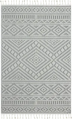 Produktbild von Teppich Boho Wohnzimmer, Schlafzimmer, Fransen Skandinavisch, Waschbarer Teppich 3D