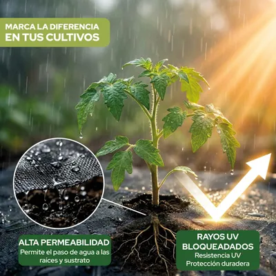 Imagen del producto de Tela antihierbas, transpirable, de 10 x 1 metro, 125 g/m², para jardín y césped