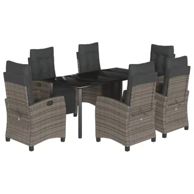Produktbild von vidaXL 7-tlg. Garten-Essgruppe mit Kissen Grau Poly Rattan
