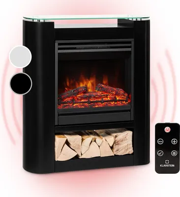 Image de Klarstein Cheminée Electrique d'Intérieur, Chauffage Electrique de 1800W, Fausse Cheminée Decorative avec Effet Flamme en LED, Télécommande Inclus, Programmable, Minuterie, Thermostat Réglable