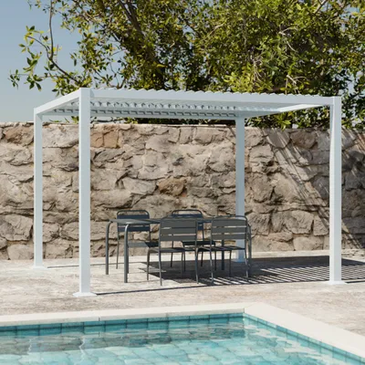 Produktbild von sweeek - Bioklimatische Pergola mit Lamellendach Palace 3x3m  - Weiß