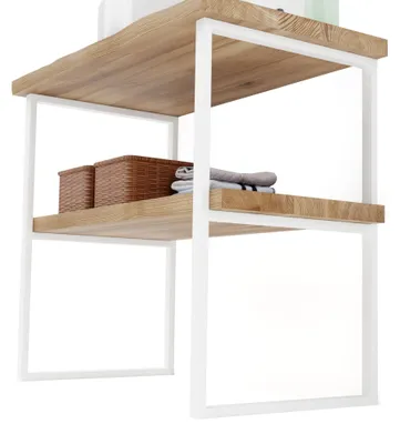 Image de LAMO MANUFAKTUR Support pour plan de travail de salle de bains 50x80 cm blanc - Pieds de meuble de salle de bain industriels en métal avec vis Fischer - Structure pour vasque à poser et à encastrer