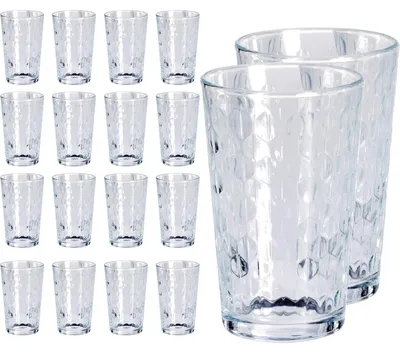 Immagine prodotto di Bicchieri da acqua set da 18 pezzi - 200 ml - Lavabili in lavastoviglie - Impilabili - Con motivo