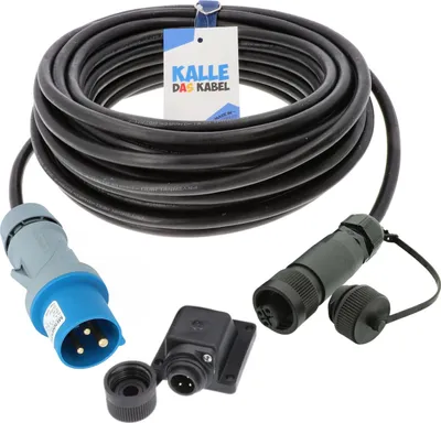 Produktbild von Kalle Landanschlusskabel CEE 230V 16A 2,5mm² Philippi Kupplung RS692 mit Winkelgehäuse IP44 30 Meter