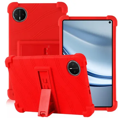 Image de Étui de protection pour tablette Huawei MatePad Mini 8,8 pouces, en silicone souple résistant aux chocs, avec support intégré, de couleur rouge