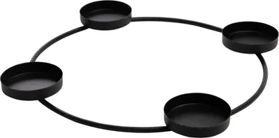 Produktbild von Metallkranz mit vier Metalltellern - Kerzenhalter - Adventskranz - Weihnachten - rund - schwarz - flach - ca. 33 cm - A37MTT38