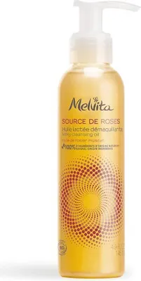 Produktbild von Melvita Milky Cleansing Oil, Make-up Reinigungsöl, Frauen, Feuchtigkeitsspendend, Nährend, Beruhigend, 145 ml, Pumpenflasche, CAPRYLIC/CAPRIC TRIGLYCERIDE - HELIANTHUS ANNUUS (SUNFLOWER) SEED OIL - POLYGLYCERYL-4 OLEATE -...