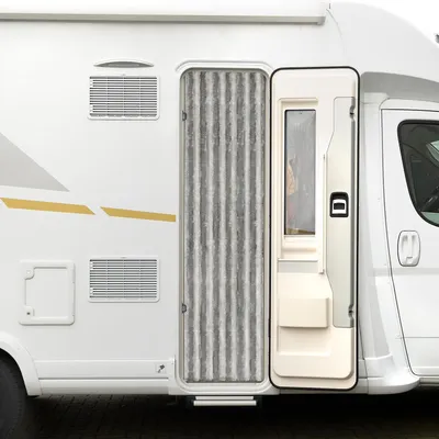 Produktbild von Moritz Flauschvorhang aus Chenille 56 x 185 cm grau silber Türvorhang als Fliegenschutz Insektenschutz für Camping Wohnwagen