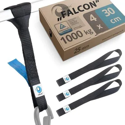 Imagen del producto de Correas de sujeción robustas, juego de 4 unidades, de 30 cm de largo, en color , de 25 mm de ancho, con una capacidad de carga de 1000 kg y una carga de trabajo de 1 tonelada. Ideales para asegurar motocicletas, cuatrimotos, vehículos todo terreno y bicicletas, así como para su uso con bucles de arrastre y bucles dobles.