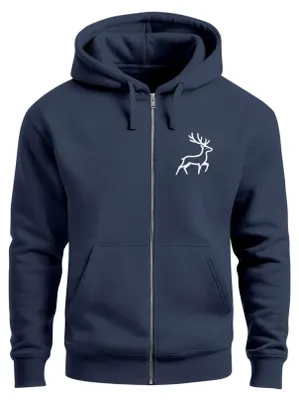 Produktbild von Herren Sweatjacke mit Brustlogo und Kapuze HirschePrint Zipjacke Zip-Hoodie Männer Fashion Streetstyle Neverless®