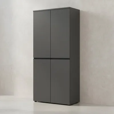 Produktbild von Aktenschrank 5 Ordnerhöhen Soft-Close | 81x197x40 cm | Hochschrank Graphit | Büroschrank Groß | Aktenregal geschlossen | Büromöbel "Stuttgart" Kadima Design