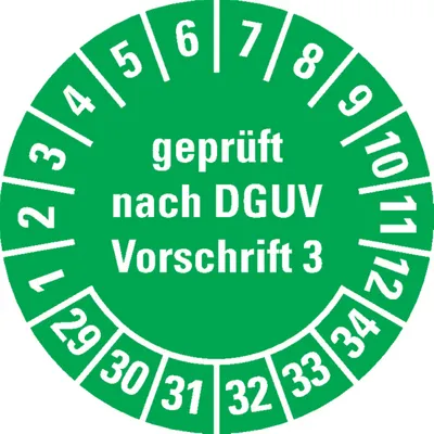 Produktbild von Dreifke® Prüfplakette nach DGUV 3 Nächster Prüftermin, 29-34, grün, D...
