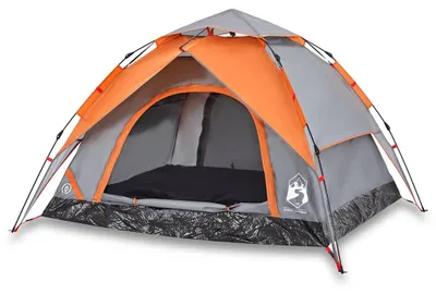 Image de vidaXL Tente de camping dôme 3 personnes Gris et orange Quick Release
