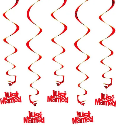 Produktbild von Oblique Unique 5 Wirbel Spiral Deckenhänger Girlande Just Married Hochzeit Deko - rot