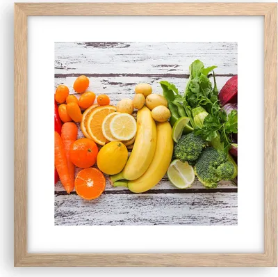 Produktbild von Gerahmtes Poster - Rahmen in heller Eiche - Essen Gemüse Essen frisch - 30x30 cm - Wand Bild - Wanddeko - Wandbilder - Wandposter - Bilderrahmen - Bilder - Kunstdruck - Wandbild - P2NAC30x30-2888