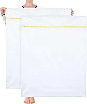 Produktbild von OTraki Wäschenetz, 2 Stück 90x110cm Wäschesack Groß für Waschmaschine, Wiederverwendbare Wäschenetze mit Reißverschluss, Wäschenetze für Gardinen Haustier Plüschtier Waschmaschine (XXL)