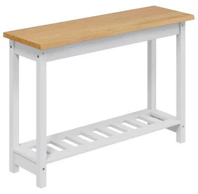 Image de Table console VidaXL EKAI blanche 112 x 35 x 76 cm en pin massif