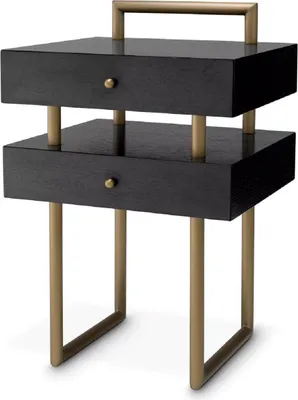 Image de Casa Padrino Table d'Appoint de Luxe avec 2 tiroirs Laiton / Marron Foncé 50 x 44 x H. 79 cm - Meubles de Salon - Meubles de Salon - Meubles de Luxe - Qualité de Luxe