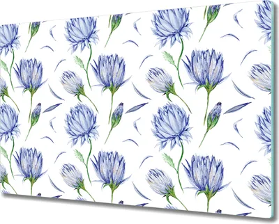 Produktbild von Glas Schneidebrett Herdabdeckplatten Schneideplatten - 80x52 cm - Blaue Blumen