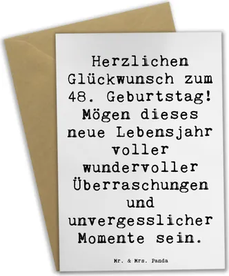 Produktbild von Mr. & Mrs. Panda Grußkarte Spruch 48. Geburtstag - Weiß - Geschenk, valentinstagskarte, unendliche Möglichkeiten, Lebensjahr feiern, osterkarten, einladungskarten, Liebe