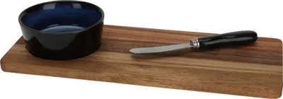 Image de Service de table 3 pièces Excellent Houseware, céramique/bambou, 30 x 12 x 1,2 cm, bleu
