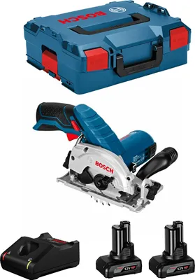 A product shot of a cordless circular saw kit.