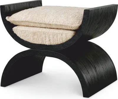 Produktbild von Casa Padrino Luxus Hocker Schwarz / Creme 55 cm - Luxus Hotel Möbel