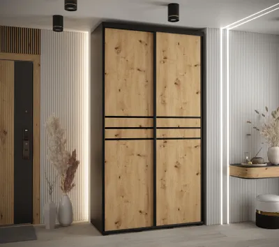 Obrázek produktu pro Šatní skříň ASIRI 10 - 130/60 cm, černá / dub artisan / černá