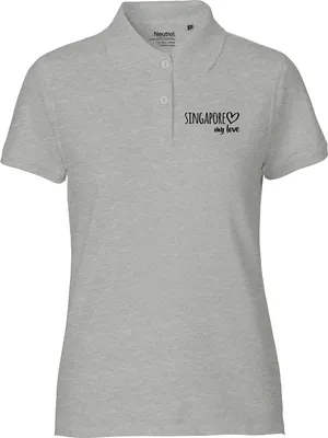 Produktbild von Huuraa Damen Polo Shirt Singapore my love L Sport Grey Bio Baumwolle Fairtrade Poloshirt Geschenkidee