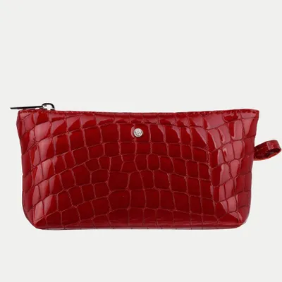 Image de Petite trousse de toilette en cuir rouge CROCO