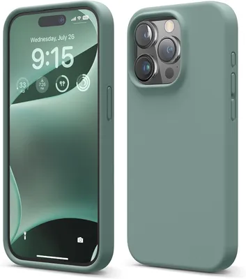 Produktbild von Elago Premium Silikonhülle für iPhone 15 Pro Mitternachtsgrün