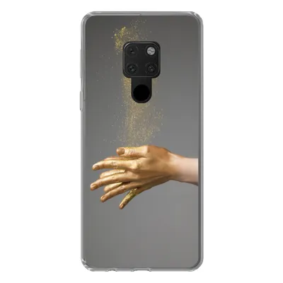 Produktbild von MuchoWow® Handyhülle Schutzhülle Hülle für Huawei P40 Lite Frau mit goldgefärbten Händen und einer Glitzerwolke Silikon Softcase Handy Hülle - Handy