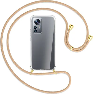 Produktbild von Handykette Backcover-Schutzhülle mit Band (Metall goldfarben) für Xiaomi 12 Pro - beige