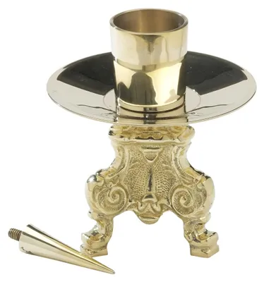 Kerzenhalter Tripod 13 cm, Messing vergoldet, Altar
