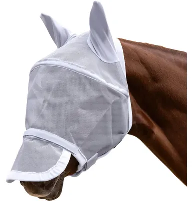 Image de Waldhausen Masque anti-mouches Premium Space avec protection des oreilles et du nez Protection anti-mouches gris argenté poney