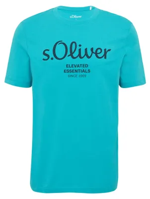 Produktbild von s.Oliver Herren T-Shirt - Basic, Logoprint, Rundhals, Baumwolle Türkis 2 L