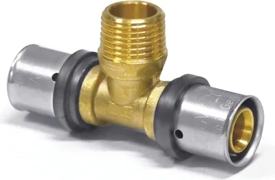 Produktbild von Pressfitting T-Stück 32 x 3 - 1" AG - 32 x 3