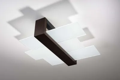 Obrázok produktu pre Stropné svietidlo FENIKS 2 wenge 2xE27 15W drevo/sklo 12x43x43cm Sollux Lighting