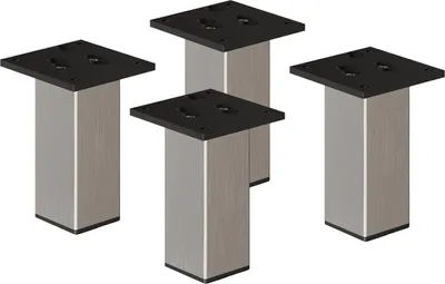 Produktbild von 4er Set sossai Aluminium Möbelfüße 200mm in Edelstahl Optik Schrankfüße Sockelfüße