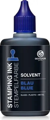 Image de Encre à tampon Lenizett Solvent pour surfaces lisses, bleue, 50 ml