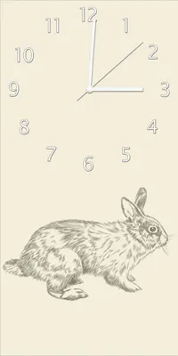 Produktbild von Wallario Design Wanduhr bedruckt, Größe 30 x 60 cm, Motiv: Hase als illustrierte Bleistiftzeichnung