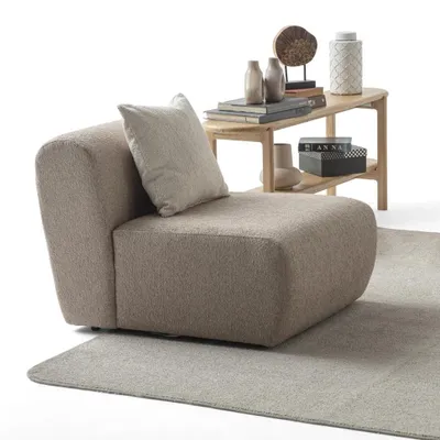 Immagine prodotto di Sedia da salotto beige Designer Poltrona in tessuto Elegante poltrona a 1 posto