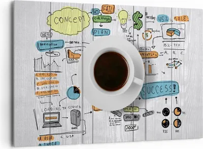 Produktbild von Bild auf Leinwand - Leinwandbild - Kaffee Morgen Tasse Frühstück - 165x110cm - Wand Bild - Wanddeko - Leinwanddruck - Bilder - Kunstdruck - Leinwand bilder - Wandkunst - CE165x110-2481