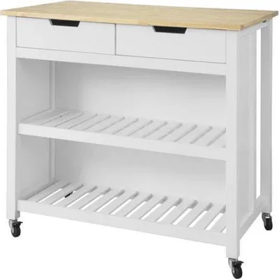 Immagine prodotto di Carrello da portata in legno bianco 100x60x94 cm