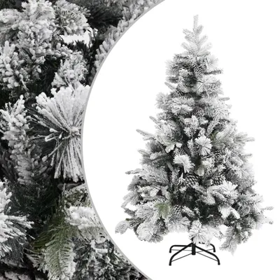 Image de Sapin de Noël à flocons de neige et pommes de pin 150 cm PVC/PE