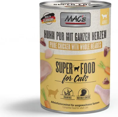Produktbild von MAC's CAT - Pur Dose 6x400g  |  Huhn Pur mit ganzen Geflügelherzen
