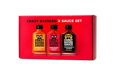 Produktbild von Crazy B Sauce Geschenkbox - 3er Set - Scharfe Chilisauce mit den schärfsten Chilis der Welt