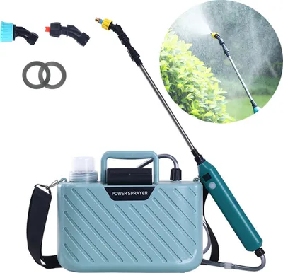 Produktbild von Batteriebetriebene Gartenspritze mit 2 Duesen, 1,32 Gallonen/5 l Rasen-Wasserspritze mit per USB aufladbarem Griff und Teleskopstab, tragbare elektrische Spritze mit Schultergurt fuer die Gartenarbeit