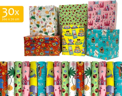 Image de Papier cadeau - Papier cadeau - Papier cadeau 200 x 70 cm "Enfants" - 30 rouleaux