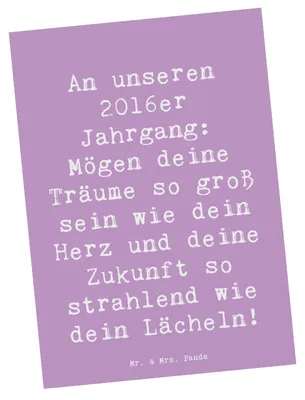 Produktbild von Mr. & Mrs. Panda Postkarte Spruch 2016 Geburtstag Glückwunsch - Lavendeltraum - Geschenk, Happy Birthday, Grußkarte, Ansichtskarten, Geburtstagsspruch, Erinnerungen, Herz